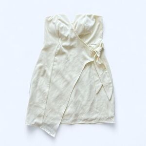 Trixxi Cream Strapless Dress with Bow Detail